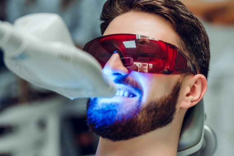 person undergoing teeth whitening